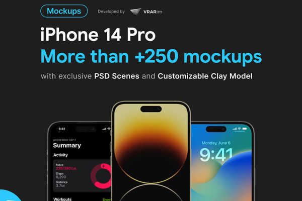 iPhone 14 Pro苹果新款手机样机设计模板合集iPhone 14 Pro Mockups Collection