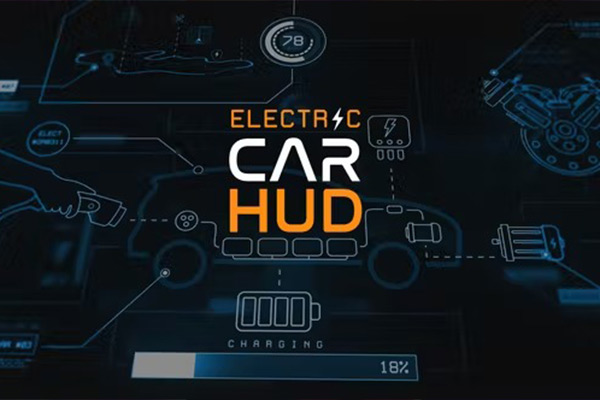 AE模板-200+科技感汽车UI界面图形动画元素 Electric Car HUD
