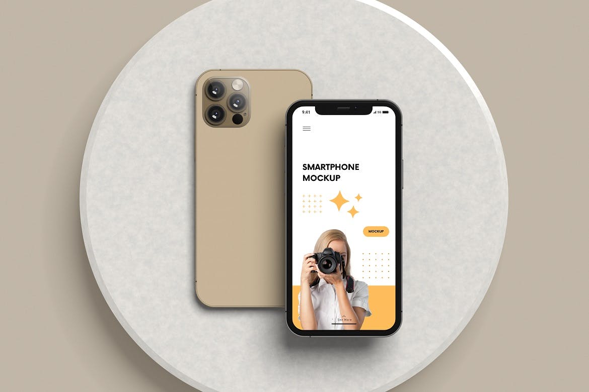 iPhone智能手机屏幕展示效果图样机 Smartphone Mockup