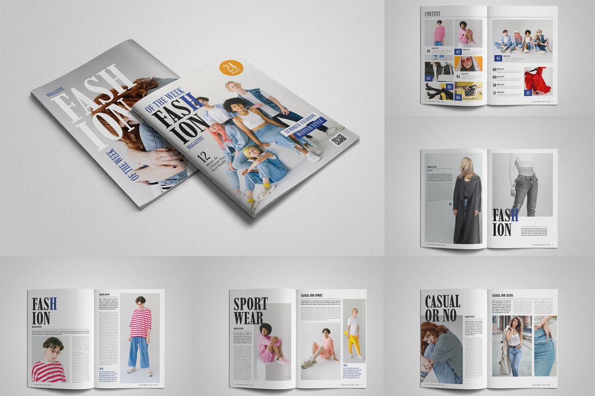 女性时尚服装杂志设计INDD模板 Fashion Magazine Template