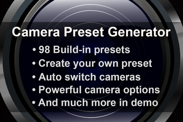 Blender插件-中文汉化98个三维摄像机运动预设生成器插件Camera Preset Generator v1.1.0