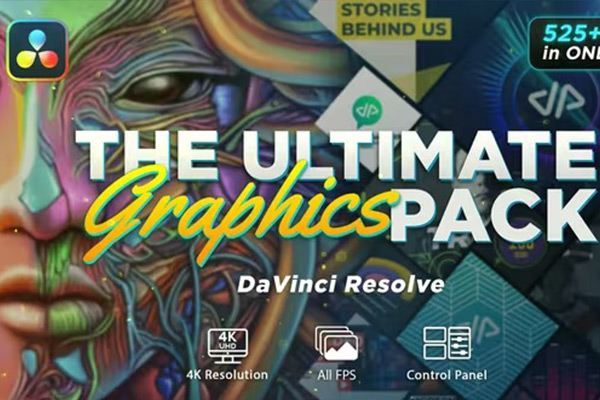 达芬奇模板-525组超级易于使用动态聊天表情手势平面图标排版设计图形动画元素预设 The Ultimate Graphics Pack