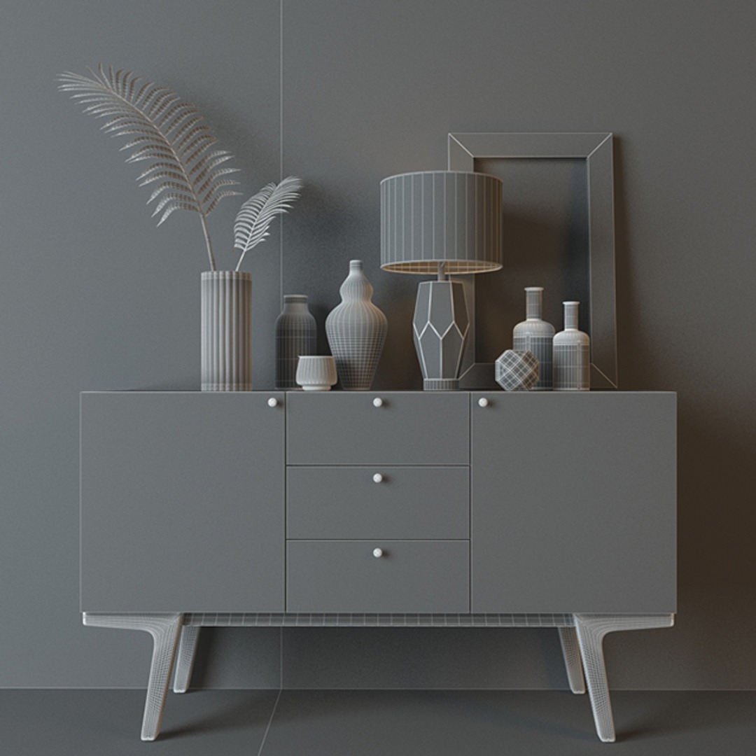C4D模型-柜子模型花瓶模型摆件装饰3D模型