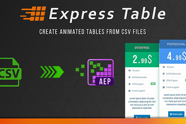 AE脚本-将CSV数据表格创建动画表格工具 Express Table V1.2