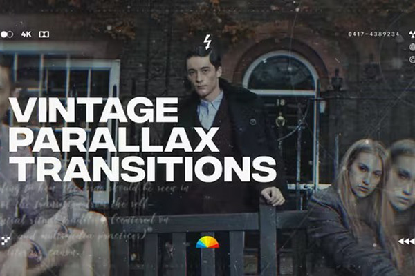 AE模板-24种三维视差转场复古幻灯片过渡预设 Parallax Vintage Transitions