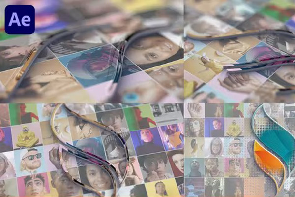 AE模板-照片墙背景展示公司企业LOGO标志动画 Fast Logo Intro