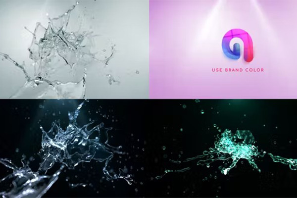 AE模板-液体水溅溶解展示LOGO标志动画 Water Splash Logo Reveal 2