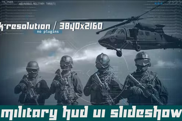 AE模板-4K全息军事UI界面战争幻灯片动画 Military HUD UI Slideshow