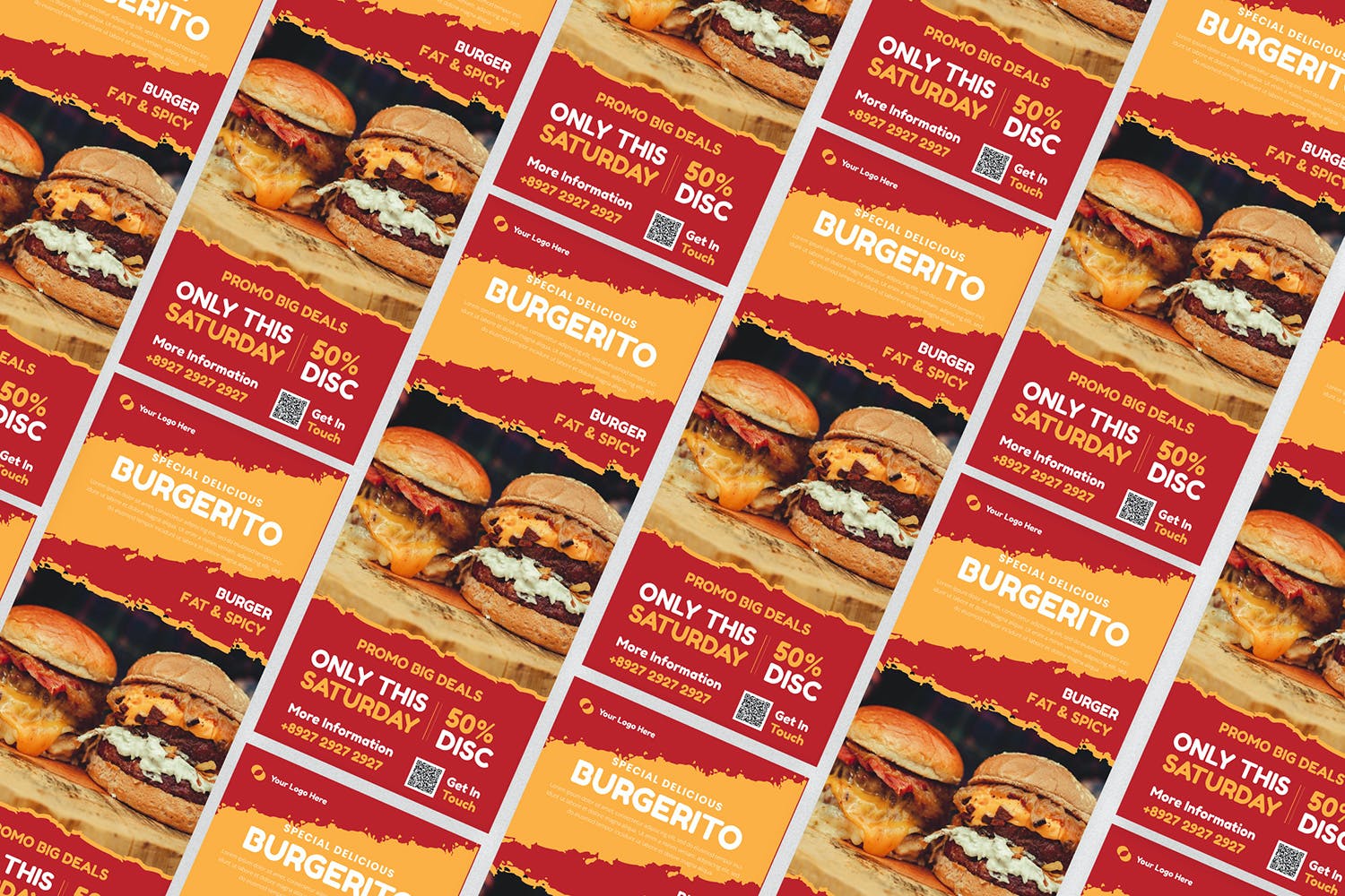 汉堡促销易拉宝Banner设计模板 Burgerito | Roll Up Banner