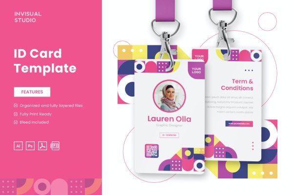 工作牌/胸牌/工作证设计模板v14 ID Card Template