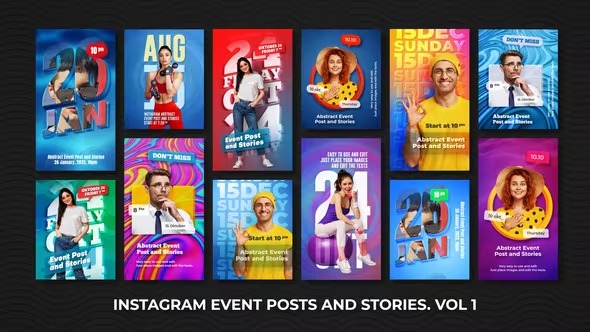 AE模板-竖屏人物介绍活动广告排版 Instagram Event Posts and Stories