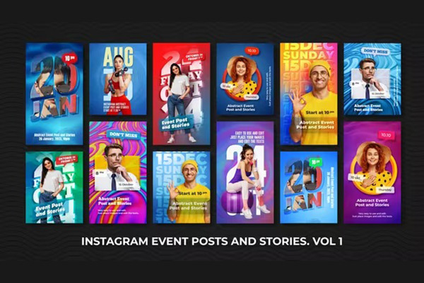 AE模板-竖屏人物介绍活动广告排版 Instagram Event Posts and Stories