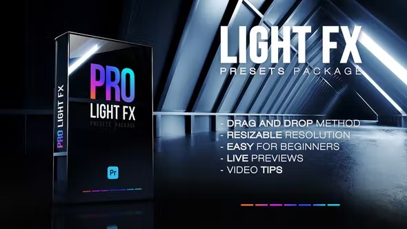 PR模板-蒙太奇特效视频转场光效动画模板 Light FX & Transitions Pack for Premiere Pro