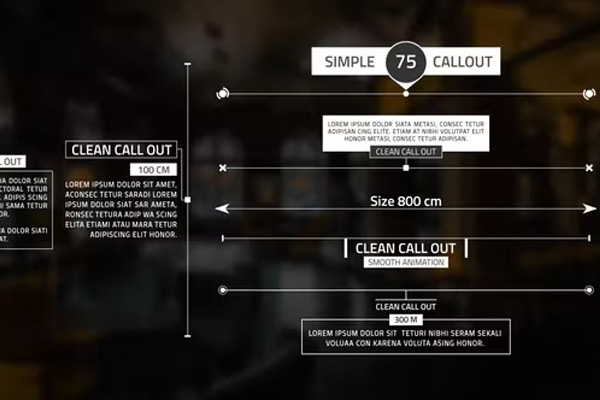 AE模板-7种尺寸长度线条标注动画模板 Target Size Call-Out