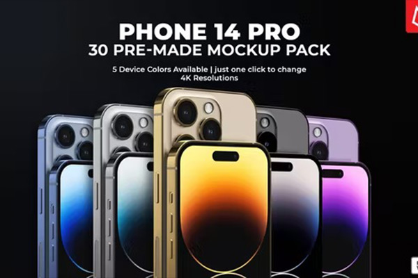 AE模板-苹果14 Pro手机样机展示APP应用宣传片头动画 App Promo Phone 14 Pro Mockup Pack