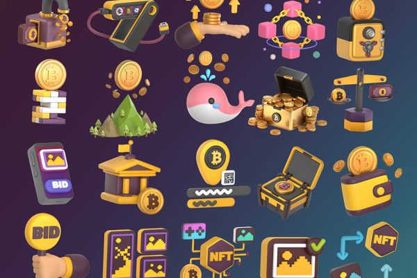 元宇宙概念彩色3D图标blender模型合集包