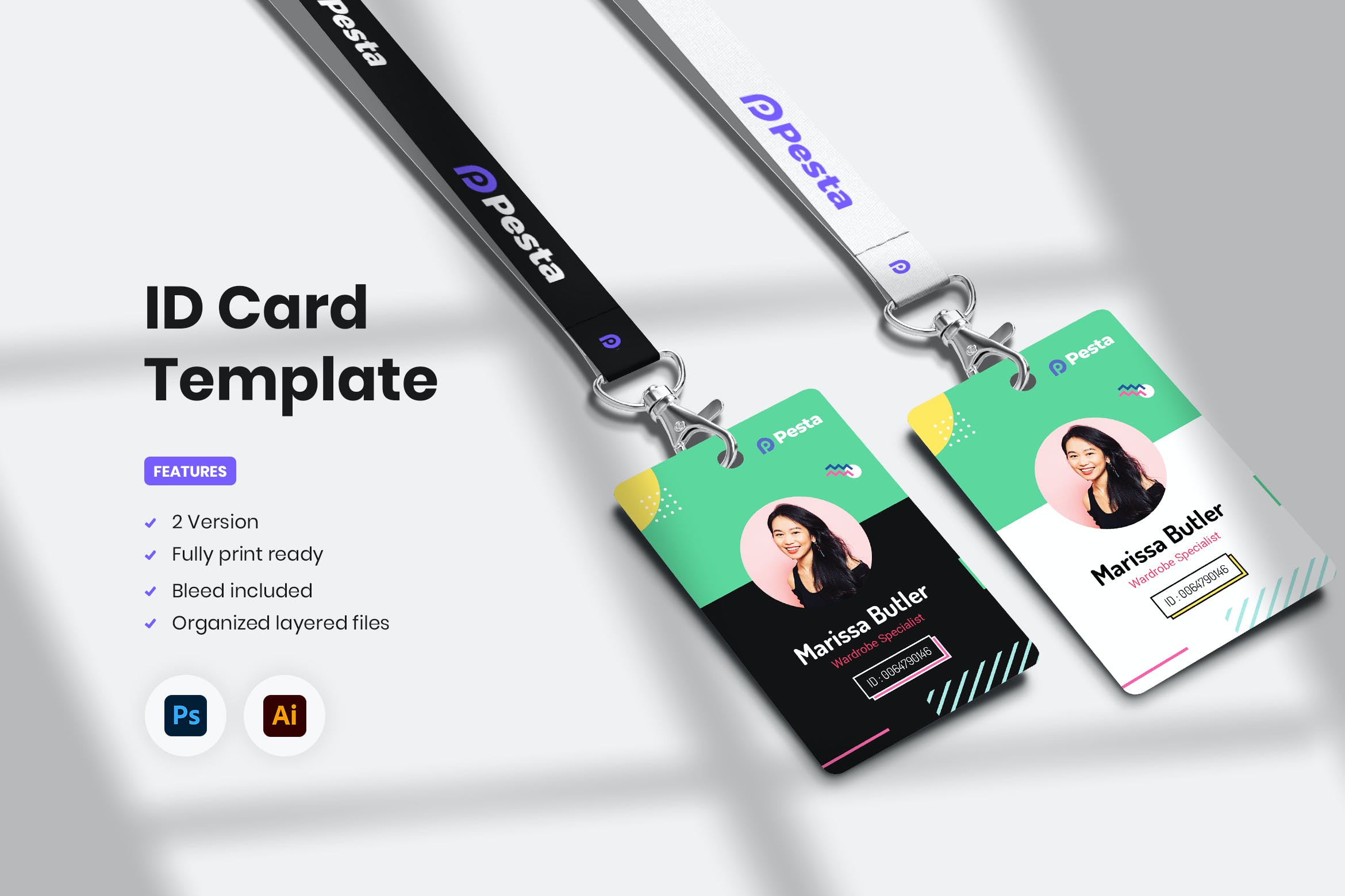 ID卡工作证设计模板 Id Card – Pesta 1
