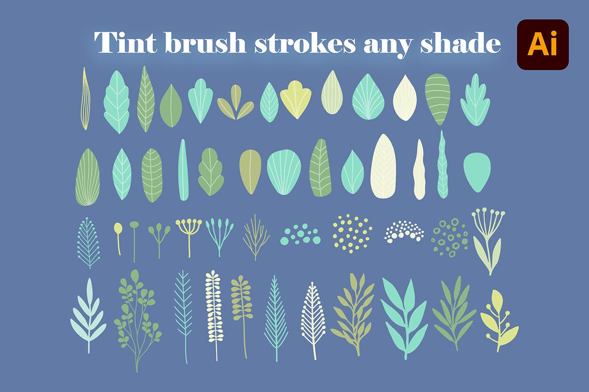 树叶叶子矢量笔刷Ai笔刷设计素材 Garden Creator Illustrator Brushes