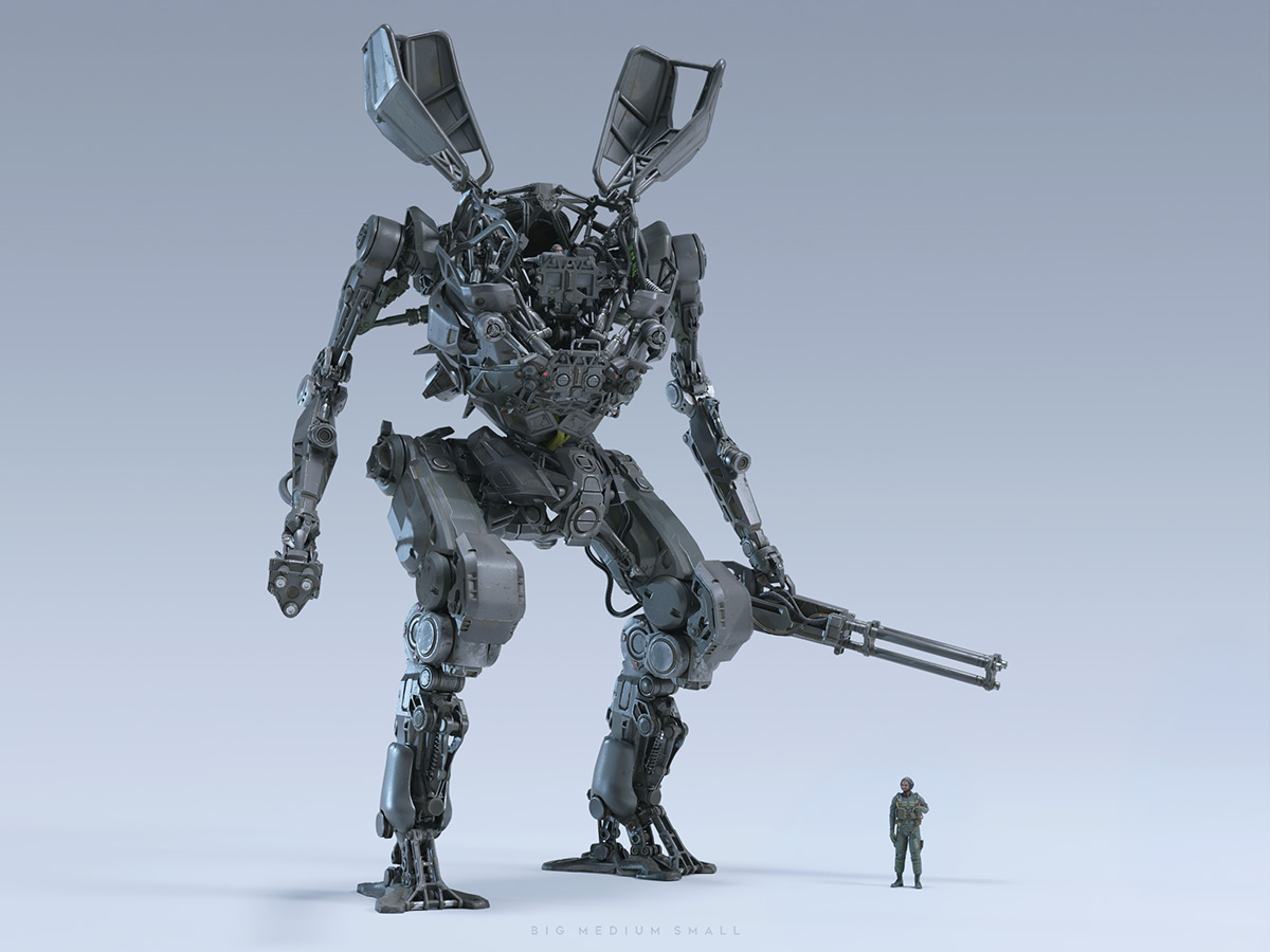 C4D模型-200个科幻机甲小队机器人车辆3D模型资产合集Mech Squad Collection