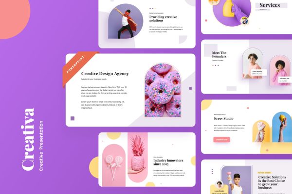 创意机构作品集PPT幻灯片模板素材 Creativa – Creative Agency Power Point