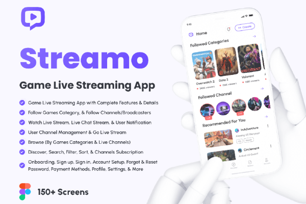 游戏直播App应用程序UI套件 Game Live Streaming App UI Kit