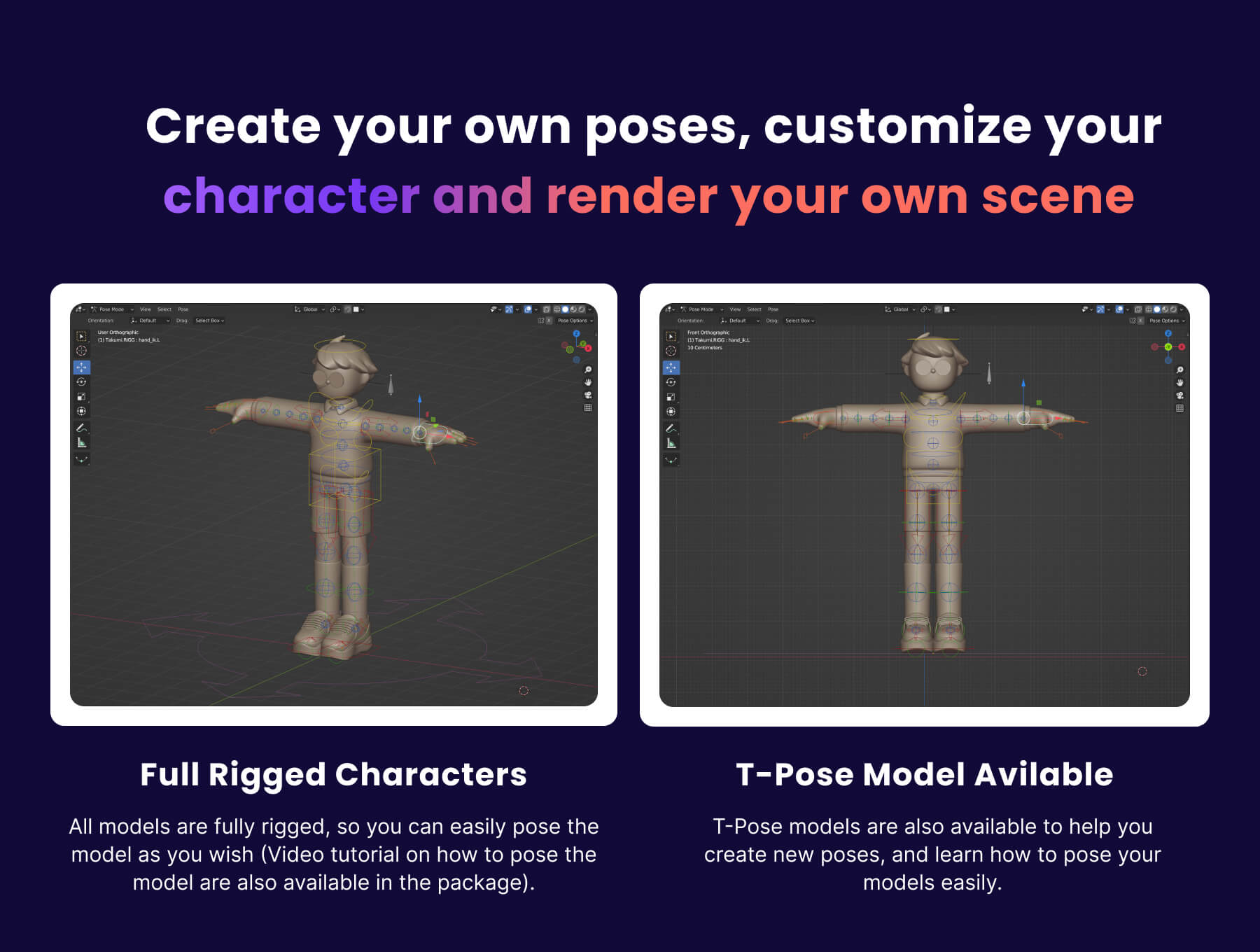 色彩丰富的3D人物角色模型Blender模型素材包