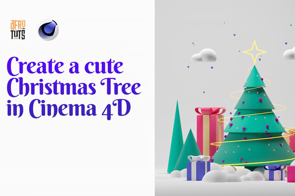 C4D教程-制作简单可爱3D圣诞树艺术作品建模渲染教程