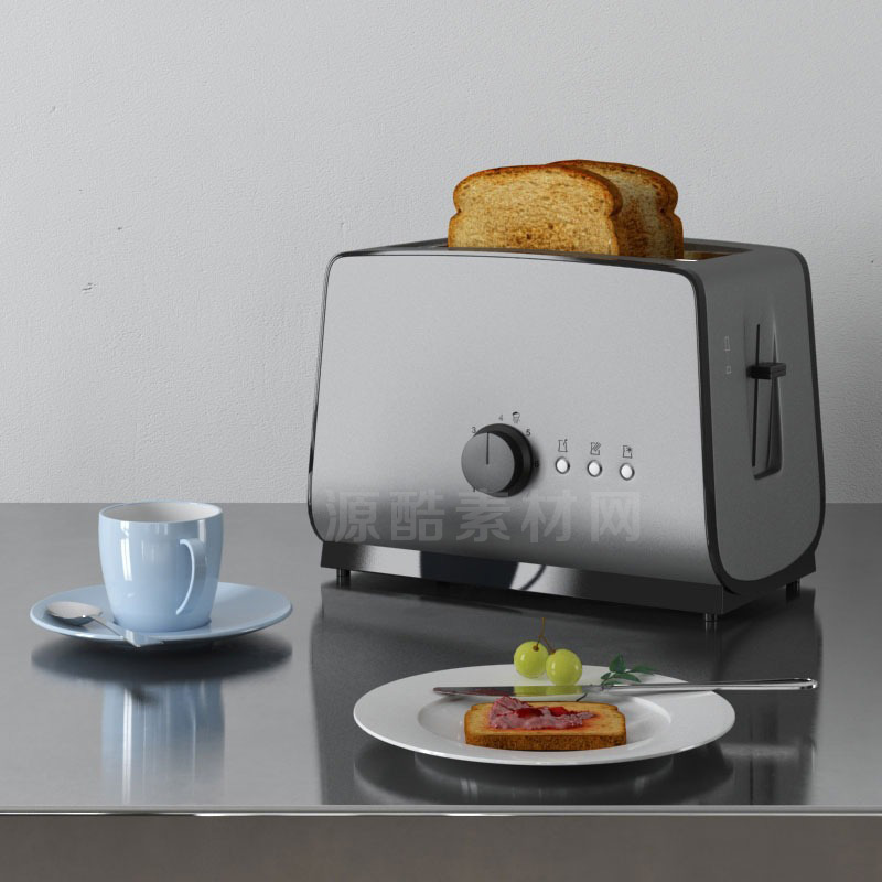 C4D模型-烤面包机模型咖啡杯模型吐司模型