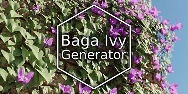 Blender插件-程序化常春藤藤蔓生成器爬藤造景插件Baga Ivy Generator V1.0.3