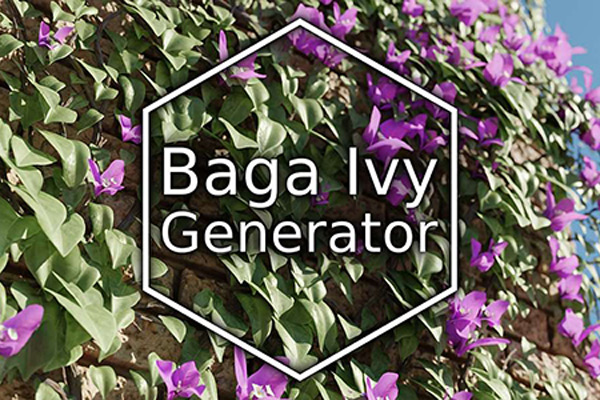 Blender插件-程序化常春藤藤蔓生成器爬藤造景插件Baga Ivy Generator V1.0.3