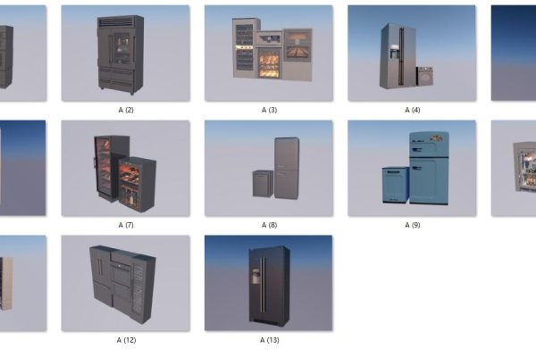 C4D模型-13个冰箱模型冰柜模型下载