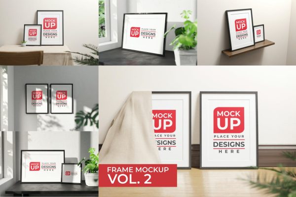 居家风格摄影作品黑色相框PSD样机素材