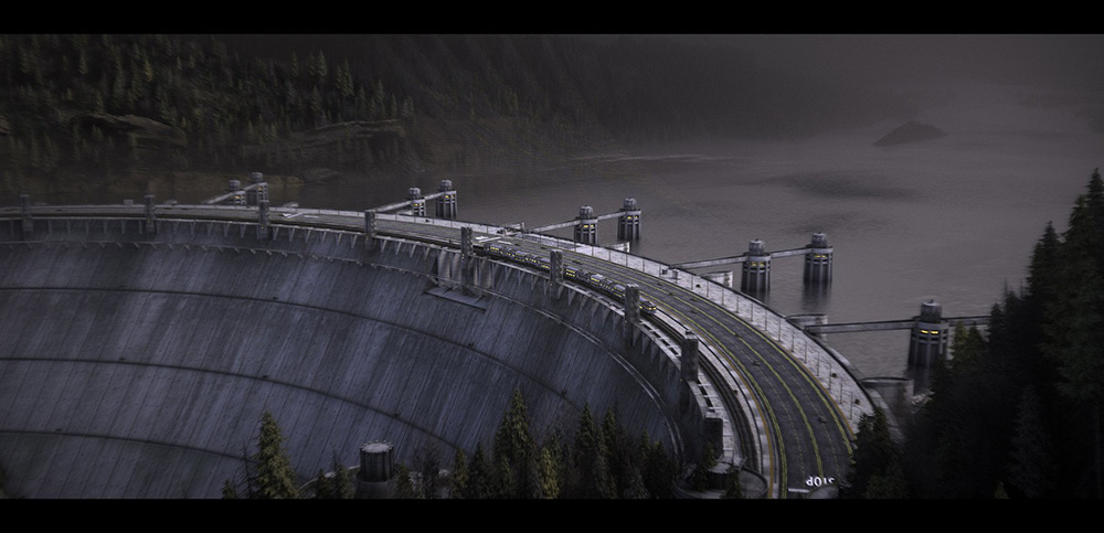 C4D工程-水坝场景OC工程水坝场景模型水库模型