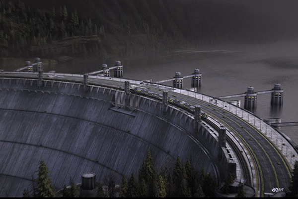 C4D工程-水坝场景OC工程水坝场景模型水库模型