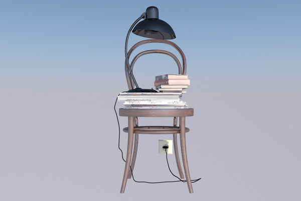 C4D模型-台灯模型书本模型椅子模型