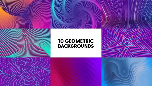 AE模板-10种4K几何抽象海报背景动画 Geometric Backgrounds