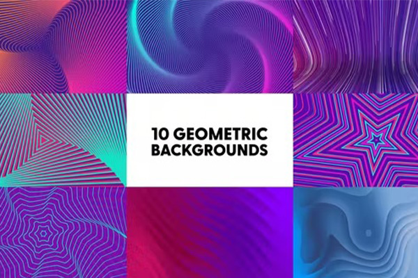 AE模板-10种4K几何抽象海报背景动画 Geometric Backgrounds