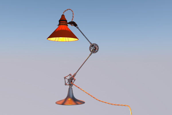 C4D模型-工业风格台灯模型电器模型