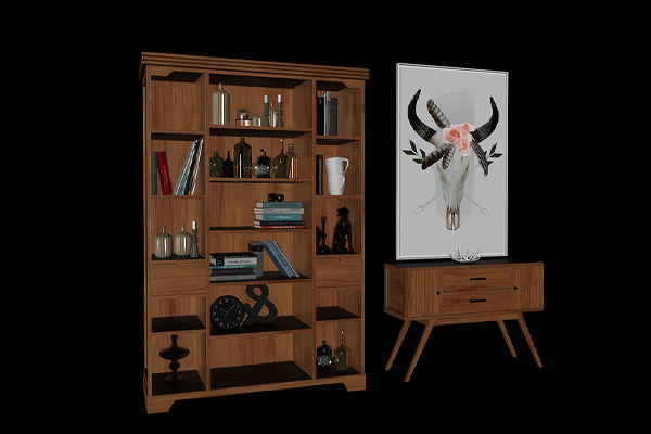 C4D模型-书架模型柜子模型书本模型壁画模型