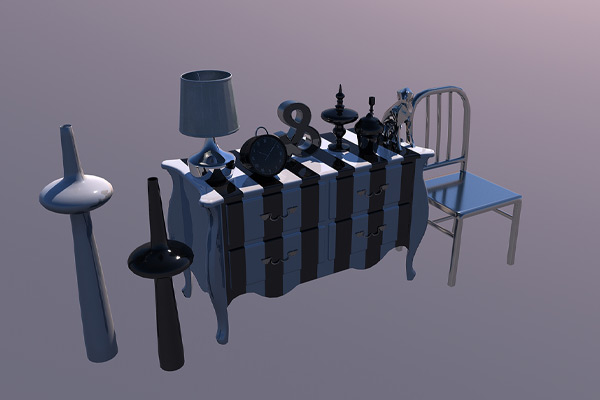 C4D模型-桌子模型闹钟模型摆件装饰模型