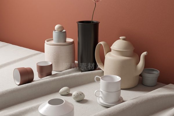 C4D工程-室内场景CR渲染工程花瓶模型水壶模型