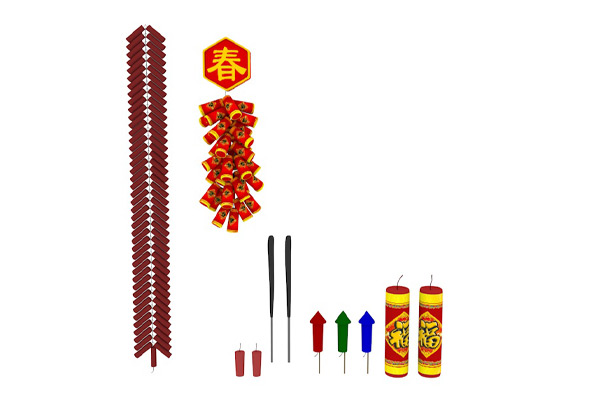 C4D模型-鞭炮模型烟花模型福字挂饰模型