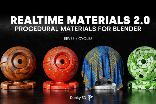 Blender插件-270种真实程序纹理材质预设 Realtime Materials v2.1.5