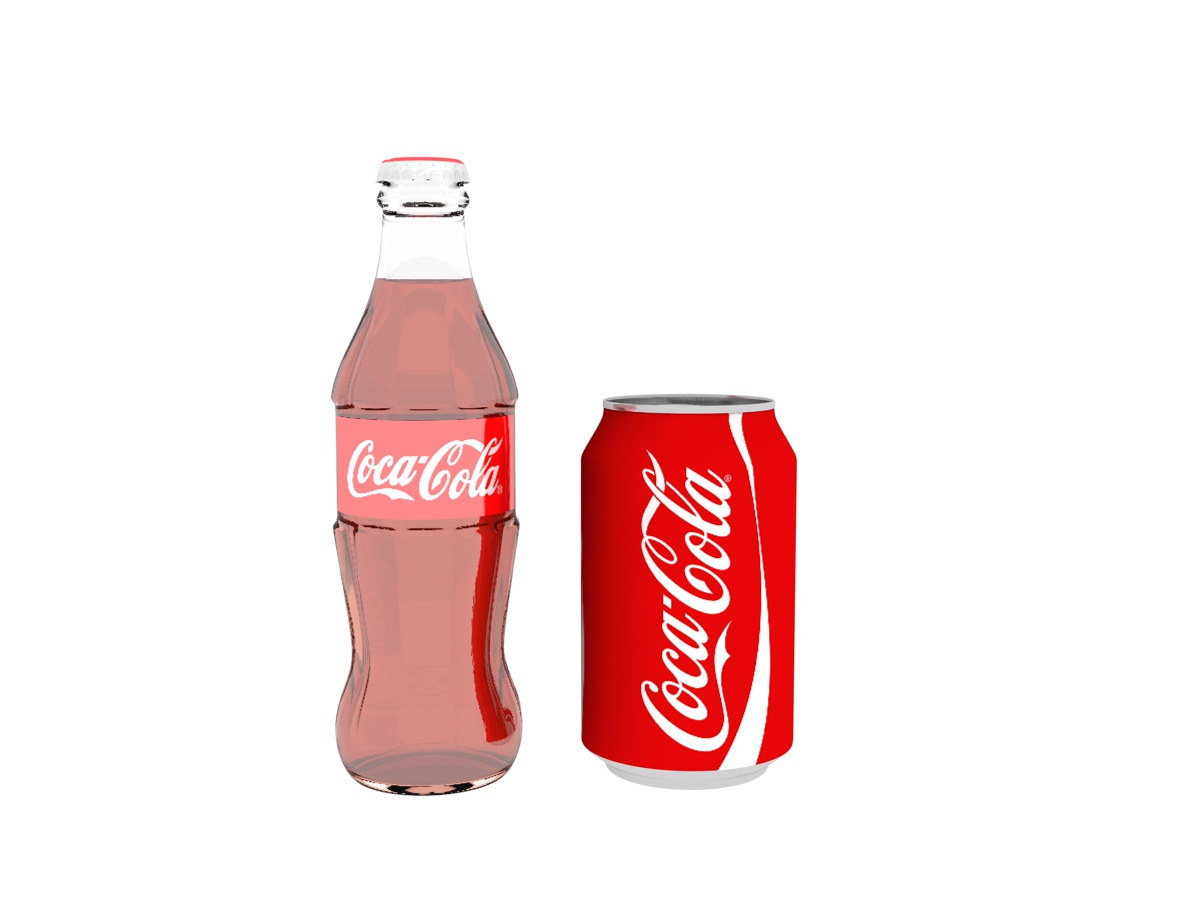C4D易拉罐可口可乐模型玻璃瓶可乐模型-C4D模型下载