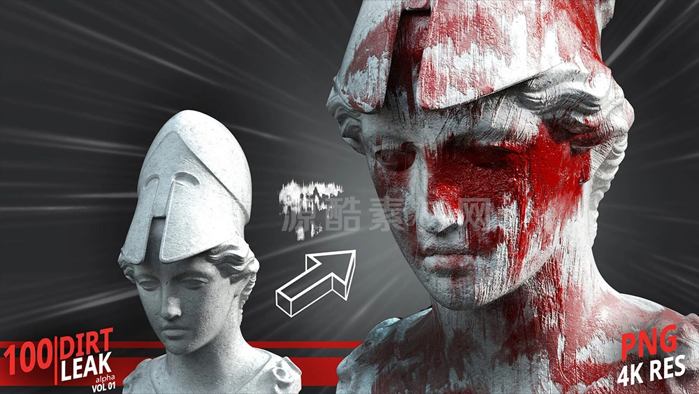 100张污迹破旧贴图污渍贴图污垢贴图Dirt Leak Alpha – Vol.01