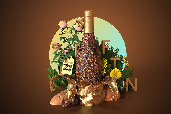 C4D工程-酒瓶产品场景Arnold工程阿诺德工程源文件酒瓶模型