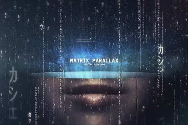 AE模板-科技感数字矩阵视差幻灯片 Matrix Parallax Slideshow