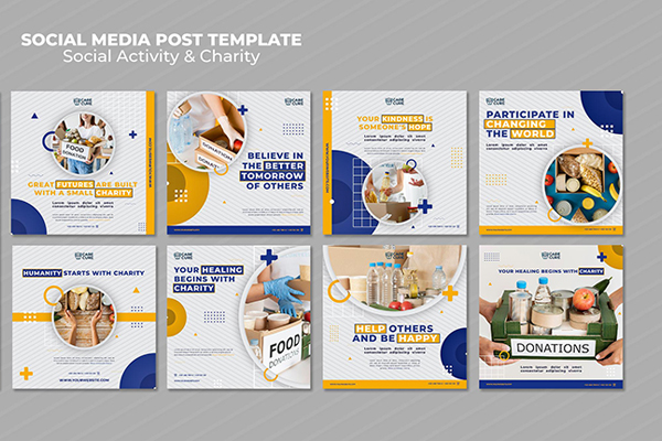 社交活动和慈善活动新媒体用图PSD模板