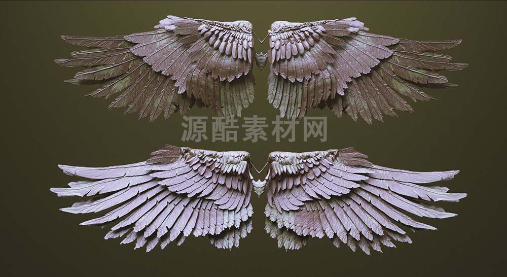 33组鸟昆虫蝙蝠龙机械生物翅膀雕刻3D模型 WINGS - 33 Character & Creature wings