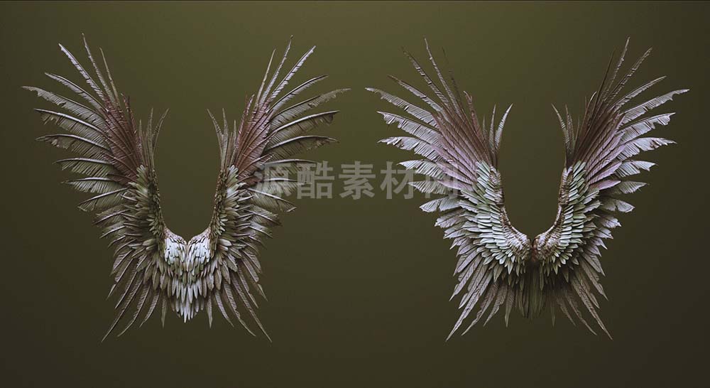 33组鸟昆虫蝙蝠龙机械生物翅膀雕刻3D模型 WINGS - 33 Character & Creature wings